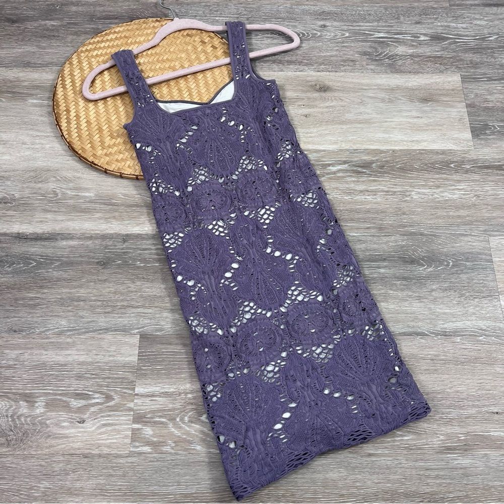 Nwt free people medallion slip dress‎ stretchy crochet knit washed violet - Picture 3 of 4